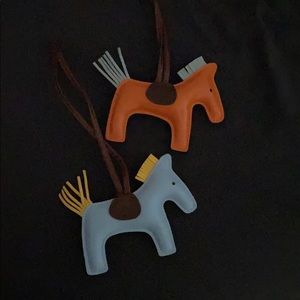 Baby Blue and Orange Horse Purse Charm